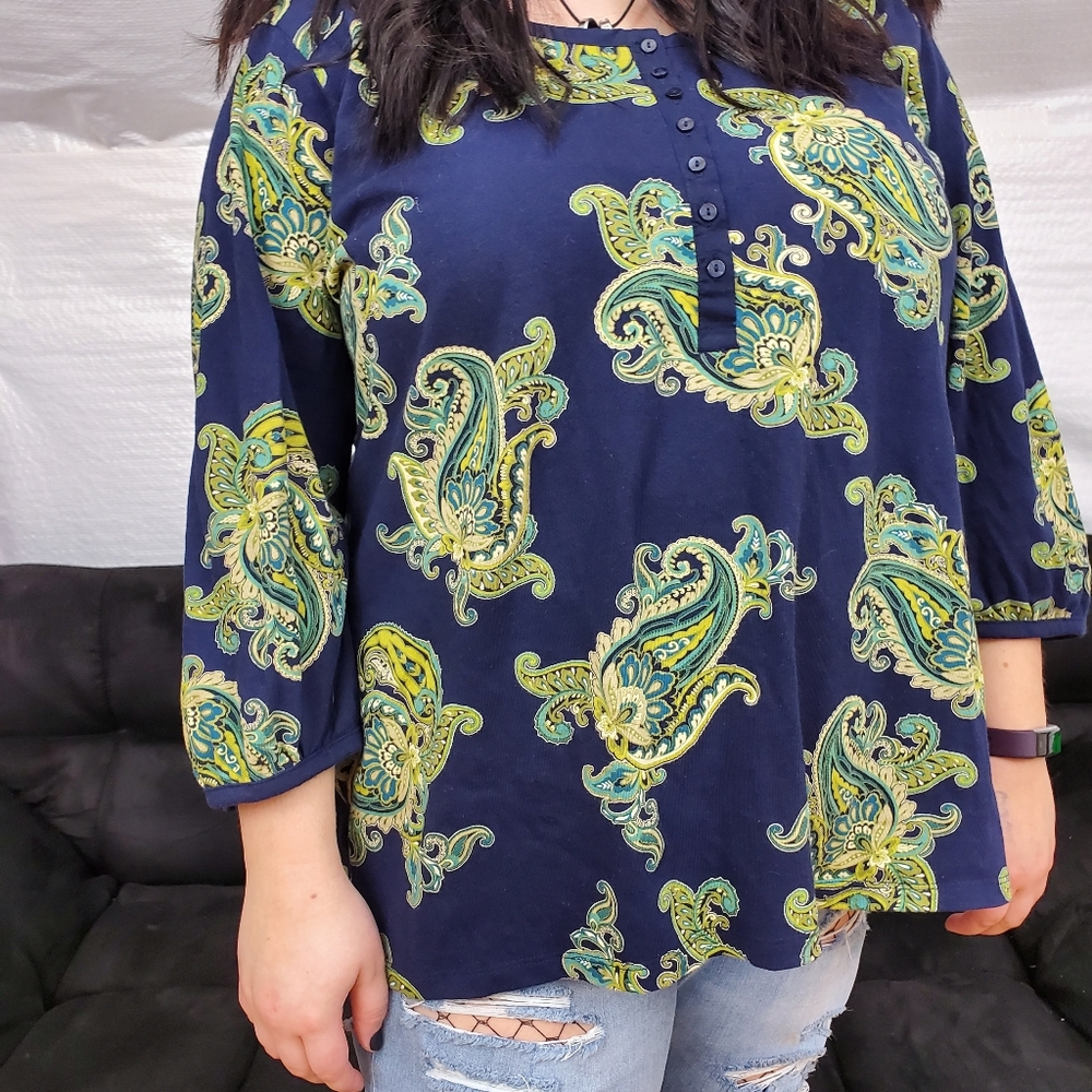 Blue Paisley Blouse
